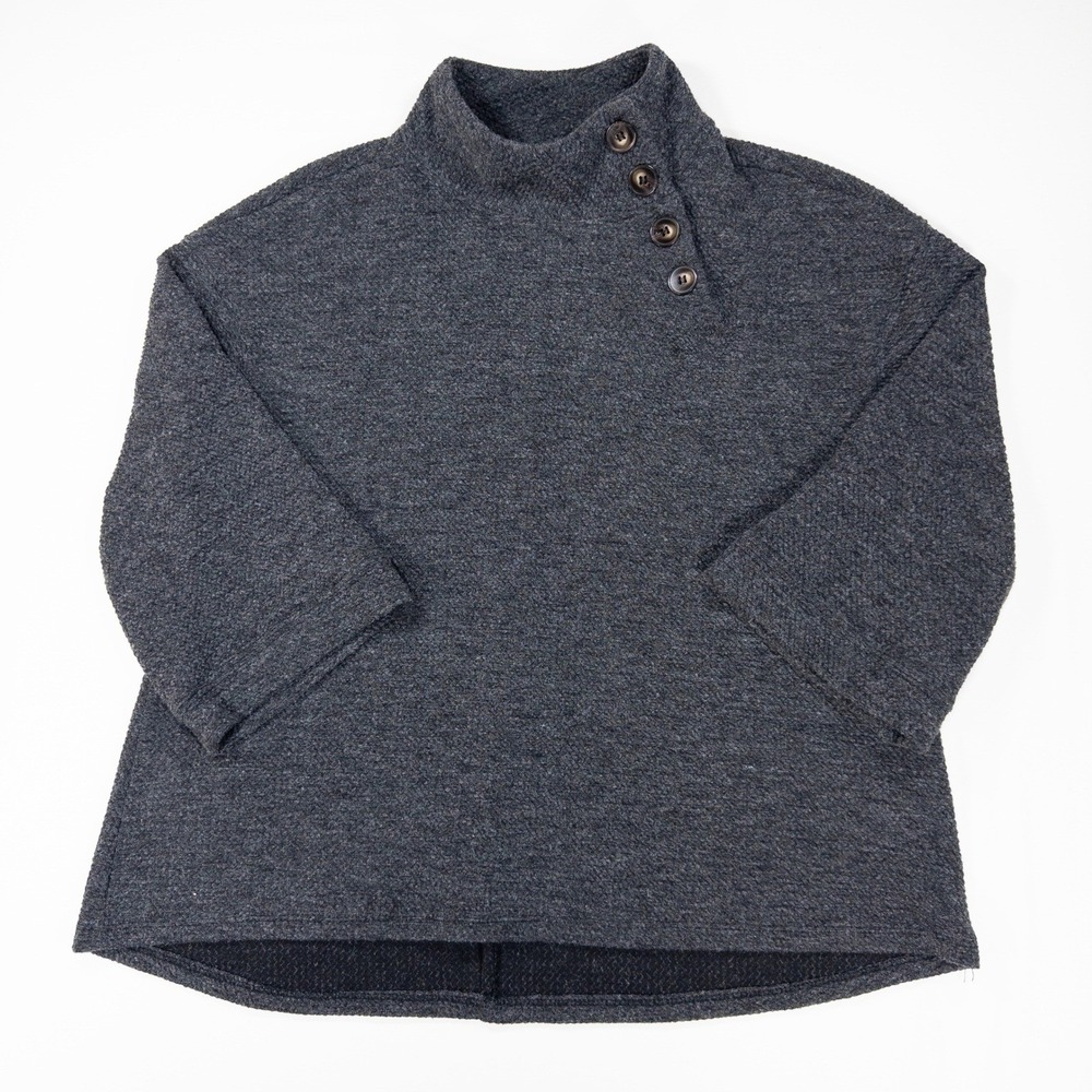 Anthropologie Eri + Ali Gray Textured Mock Neck Sweater Small Minimalist Utility